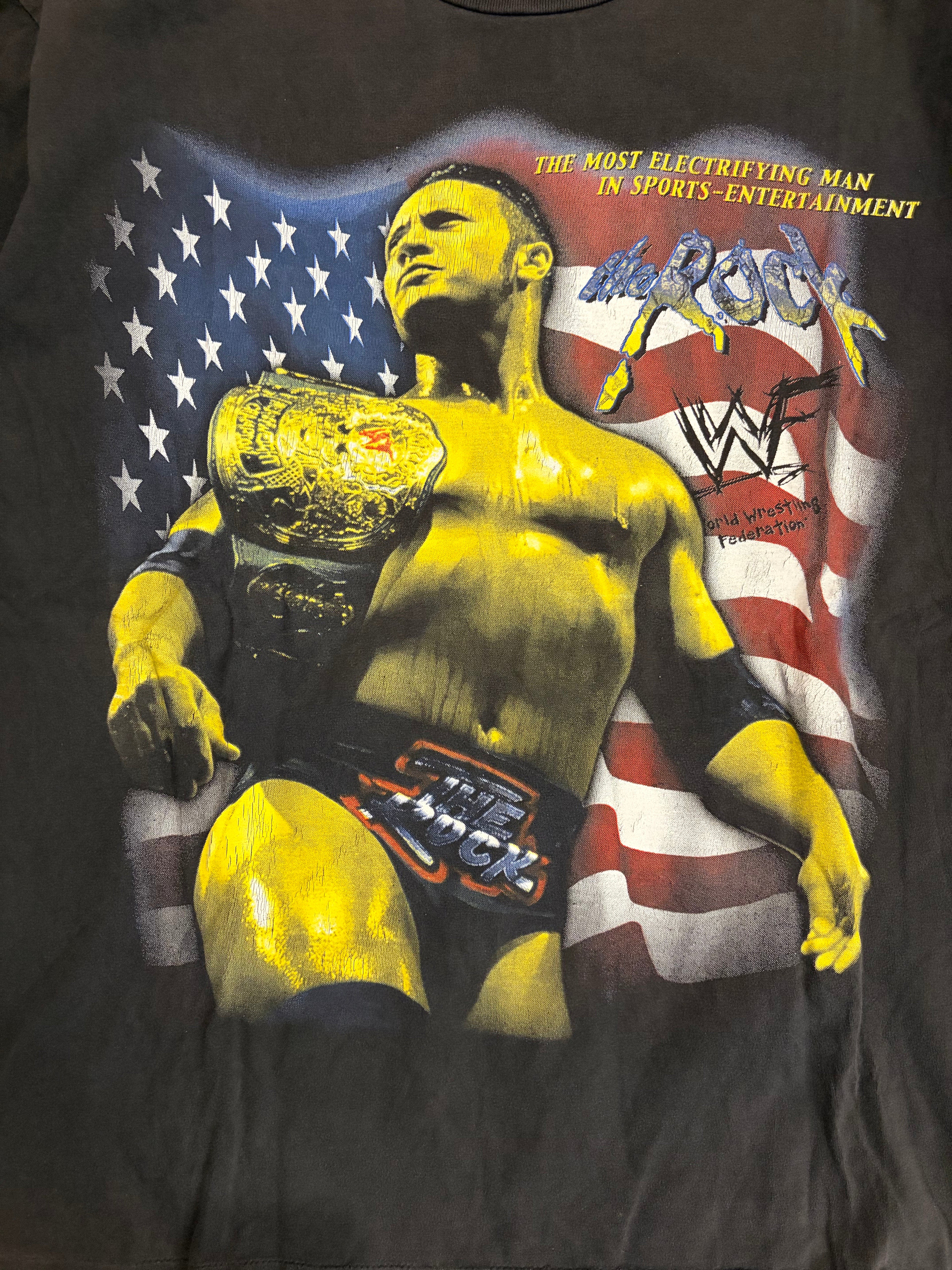 Vintage 90's WWF The Rock Boot T-Shirt